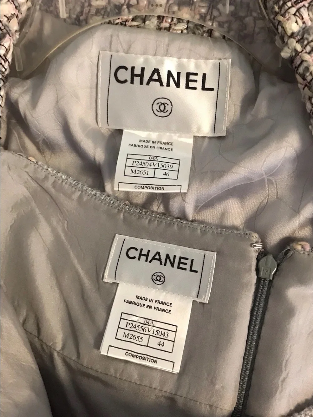 CHANEL Fantasy Tweed Jacket and Skirt set  size 46/44